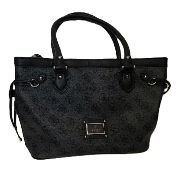 GUESS Scandal Black Medium Accented Tote Bag Handbag Purse - Picture 2 of 5